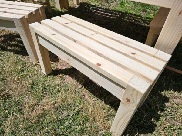 raw wooden bench