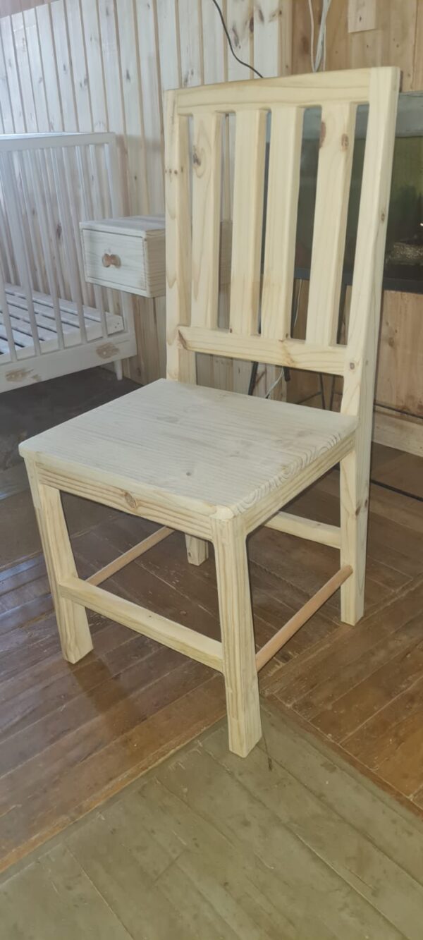 single raw pine wood chair angled view