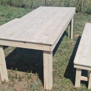 Raw wooden 8 seater patio set with wooden benches