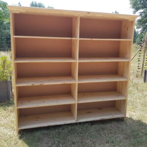 10 shelf wooden bookcase raw