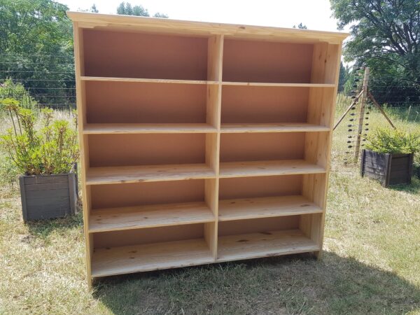 10 shelf wooden bookcase raw