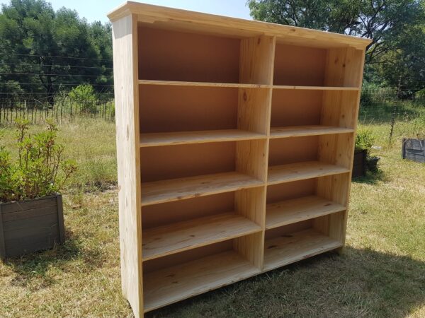 10 shelf wooden bookcase front angle