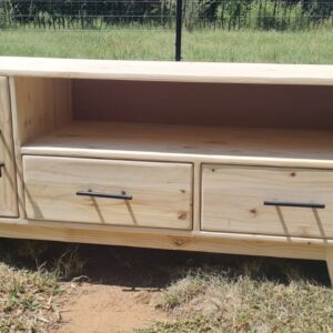 raw wooden tv display unit