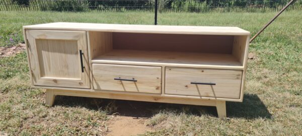 raw wooden tv display unit