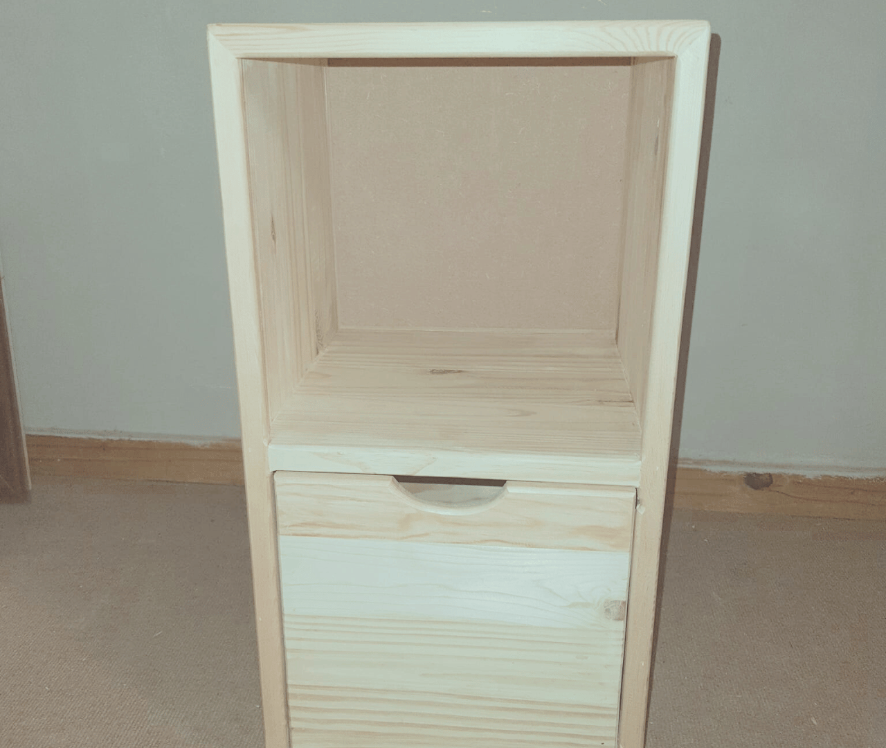 drawe raw wood cubby set