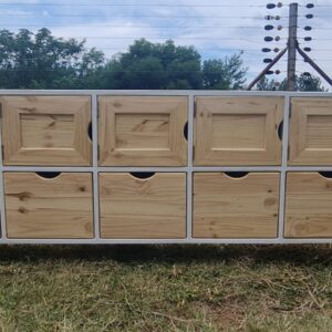 Wooden 10 cube cubby unit white with raw finished doors