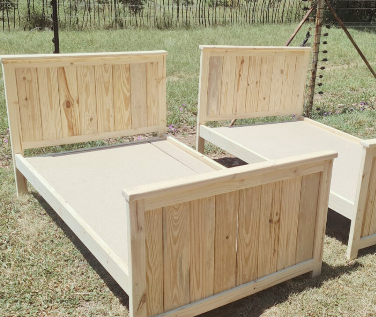 Double wooden kids beds