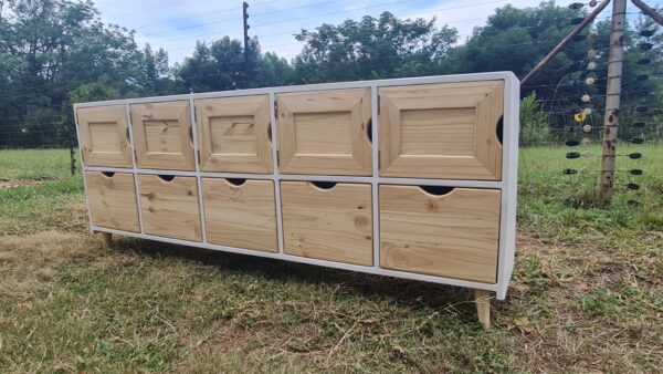 large 10 cube cubby unit white with raw pine doors