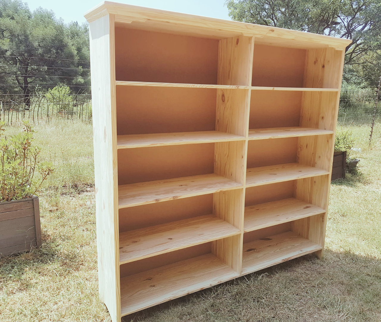 Double Raw Wooden Bookshelves