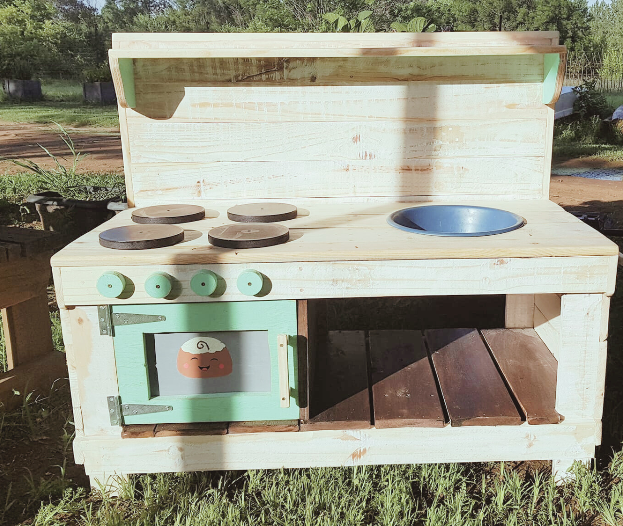 Wooden Mud Kitchen outside