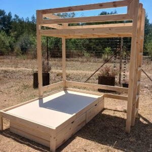 L shaped wooden bunk bed