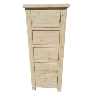 Wooden tall side table with 5 drawers