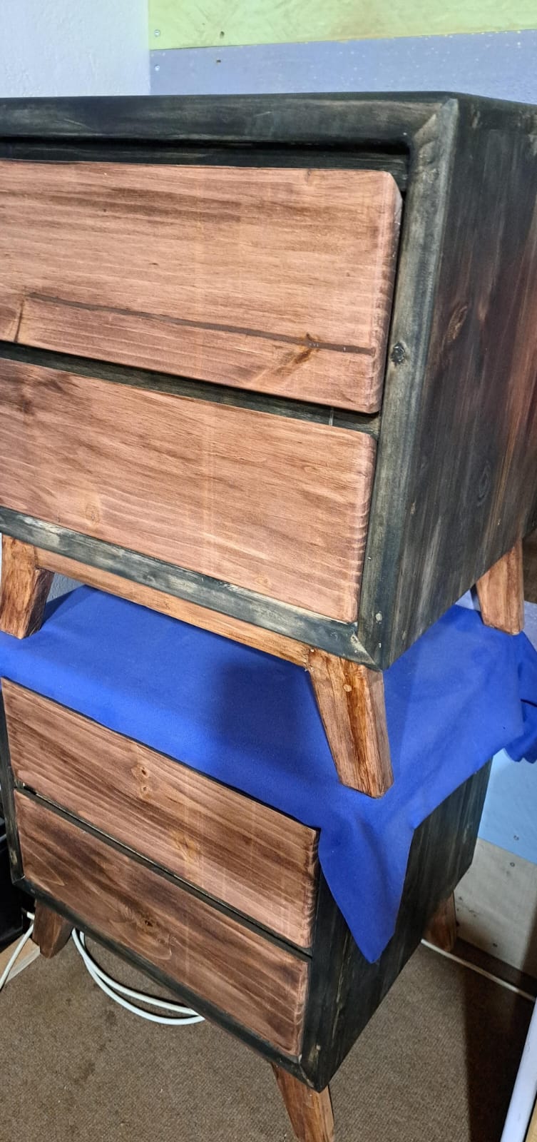 Dark stained 2 drawer pedestal