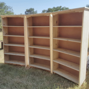 3 wooden book shelves