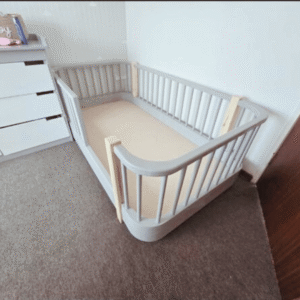 crib to floor grey and raw rounded corners kid bed