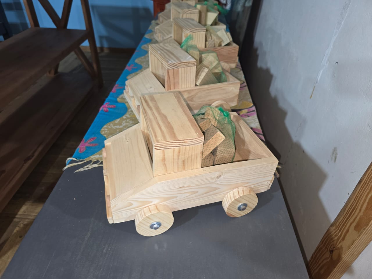 handcrafted pine wood cars